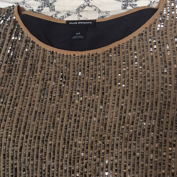 Club Monaco boxy silk & beaded tee - Picture 2 of 5